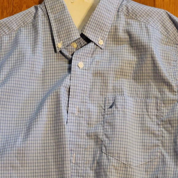 Nautica button down dress shirt. Blue and white pattern. - Picture 6 of 6